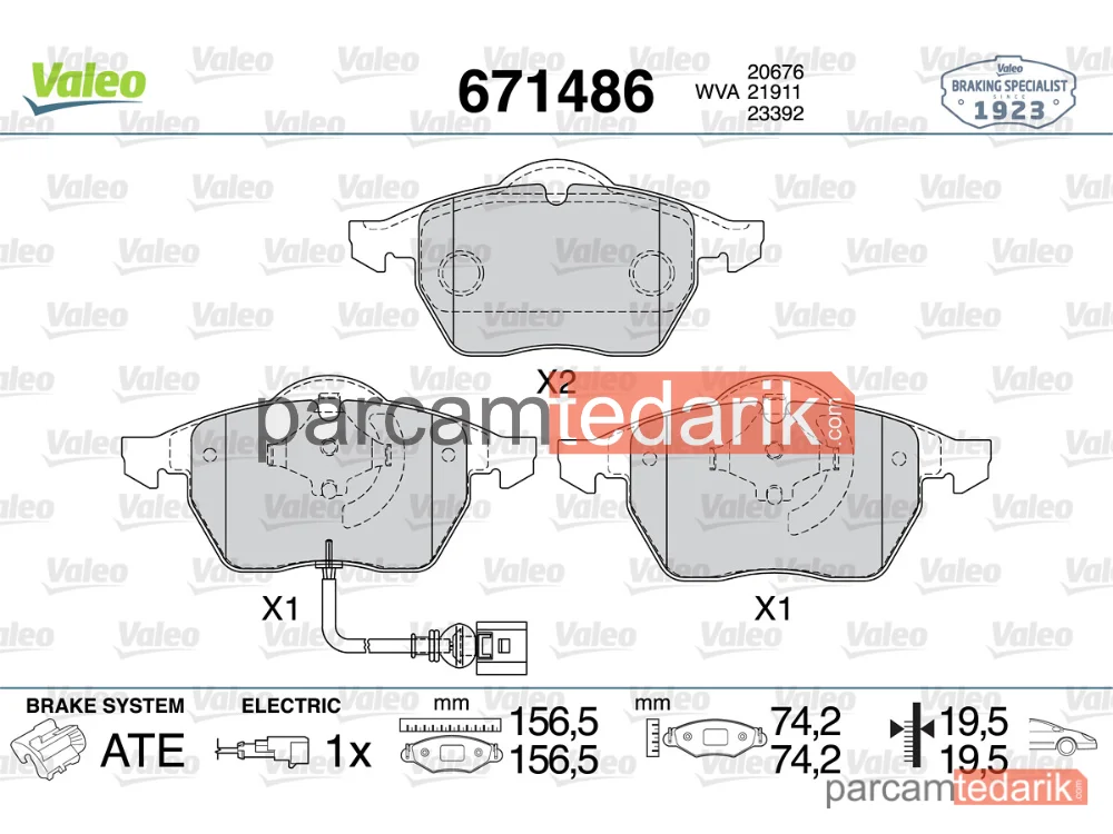 671486 | Fren Balatası — VW Bora I, VW Bora Variant, VW Golf IV